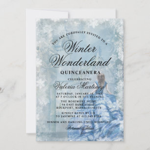 Convites Quinceanera Blue Winter Wonderland Princess