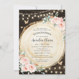 Convites Quinceañera Blush Floresta Floral Rosa Encantada
