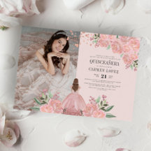 Quinceañera Blush Ping Dourada Princesa Floral Fot
