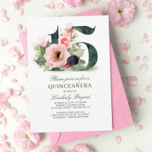 Quinceanera Blush Pink 15 Floral Aniversário