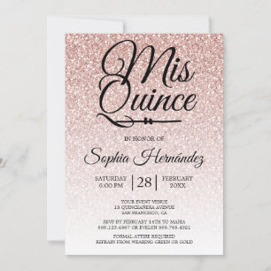 Convites Quinceañera Blush Pink Glitter 15 Aniversário