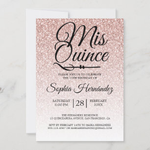 Convites Quinceañera Blush Pink Glitter 15 Aniversário