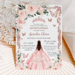 Convites Quinceañera Blush Pink Rosa Floral Dourada Princes<br><div class="desc">Personalize este adorável convite da quinceañera com uma redação simples e rápida,  basta pressionar o botão personalizá-lo para reorganizar e formatar o estilo e a colocação do texto. Itens correspondentes disponíveis no repositório! c) O Feliz Cat Studio</div>