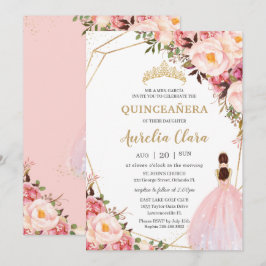 Convites Quinceañera Blush Rosa Dourada