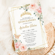 Quinceañera Blush Rosa Rosa Rosa Floral Borboleta