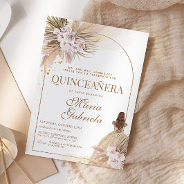 Convites Quinceanera Boho Pampas Floral Mis Quince Anos