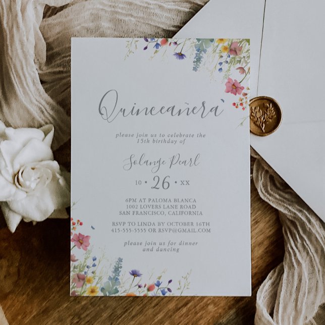 Convites Quinceañera Botânica Prado Rústico (Criador carregado)