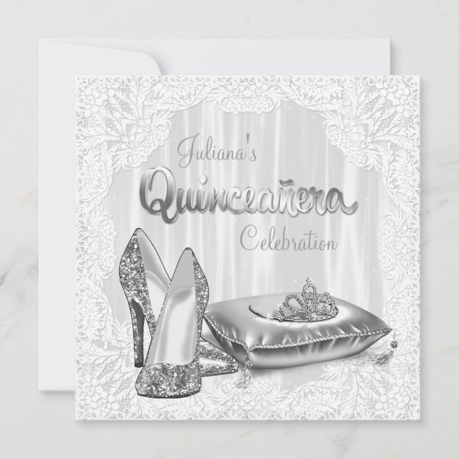 Convites Quinceanera branca (Frente)