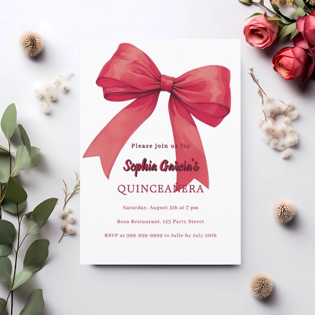 Convites Quinceanera branca arco vermelha (Criador carregado)