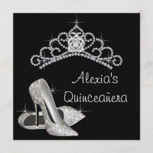 Convites Quinceanera branca e negra elegante