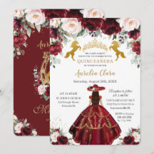 Quinceañera Burgundy Blush Cavalos Charro Florais