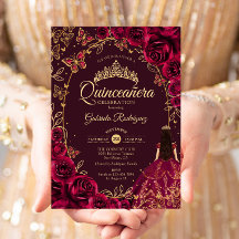 Quinceanera Burgundy Dourada