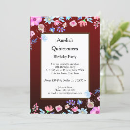 Convites Quinceanera Burgundy - festas de aniversário
