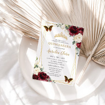 Quinceañera Burgundy Ivory White Butterfly