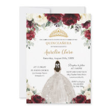 Quinceañera Burgundy Ivory White Princesa Floral