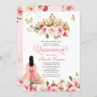 Quinceañera Butterfly Blush Pink Watercolor Floral