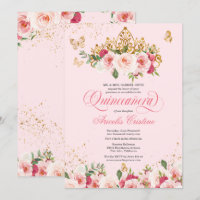 Quinceañera Butterfly & Blush Pink Watercolor Rosa