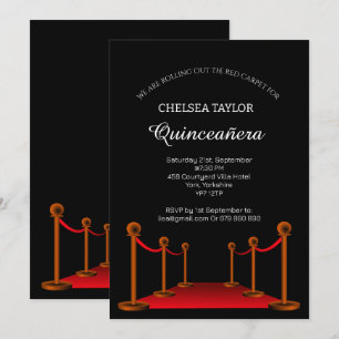 Convites Quinceañera, carpete vermelho legante, personaliza