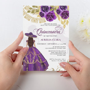 Convites Quinceañera, Cavalo Violeta Roxo-Elegante