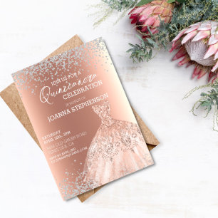 Convites Quinceanera Celebration Party Dress Diamantes