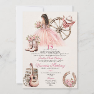 Convites Quinceañera Charra Ocidental Princesa XV Anos
