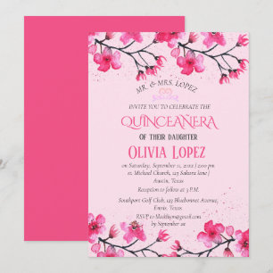 Convites Quinceañera Cherry Blossom Floral 15 Aniversário