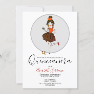 Convites Quinceanera Chica en vestido de fiesta invitación