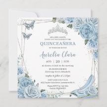 Quinceañera Cinderela Princesa Baby Blue Floral
