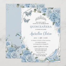 Quinceañera Cinderela Princesa Baby Blue Floral