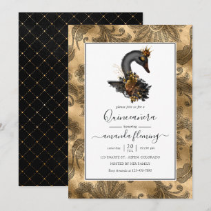 Convites Quinceañera Cisne Negro