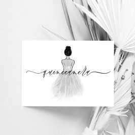 Convites Quinceanera Clássica do Elegante Preto e Branco