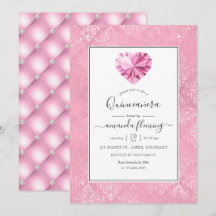 Quinceañera com Pedra Preciosa Rosa