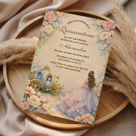 Convites Quinceañera Conto de Fadas Carruagem Encantada