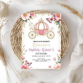 Convites Quinceañera Conto de Fadas Rosa