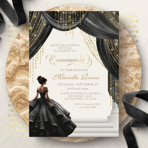 Convites Quinceanera, Conto Real Negro Moderno