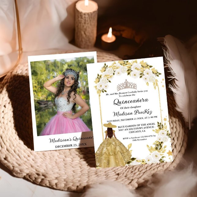 Convites Quinceanera da borboleta Dourada elegante (Criador carregado)