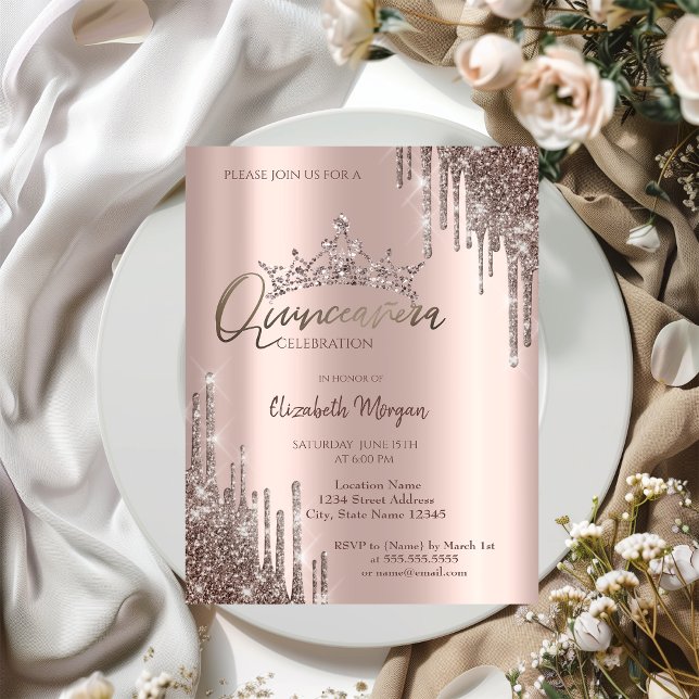 Convites Quinceañera da Coroa Glitter Legal Chic (Criador carregado)