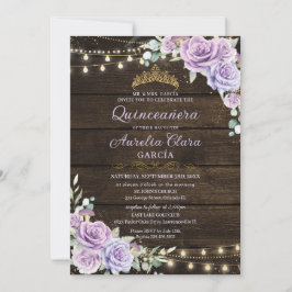 Convites Quinceanera Da Floresta Floral Roxa Rústica Encant