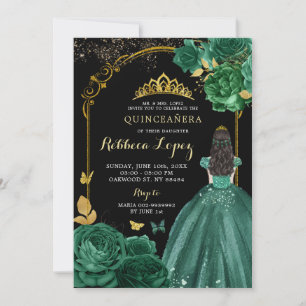 Convites Quinceañera da Real Emerald Green Black Girl