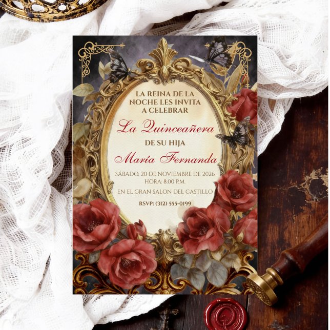 Convites Quinceañera Dark Fantasia Gótica Romântica (Criador carregado)
