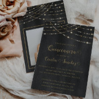 Quinceanera das luzes de cordas Douradas Elegantes
