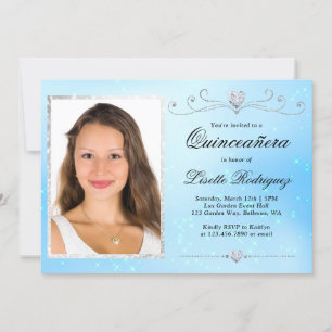 Convites Quinceanera de Foto Azul Bebê