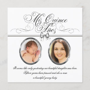 Convites Quinceanera de Foto Preta e Branca