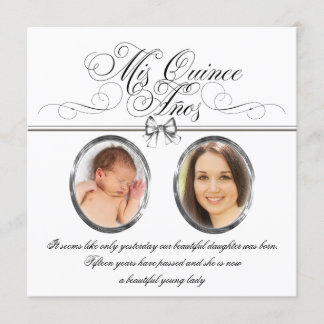 Convites Quinceanera de Foto Preta e Branca