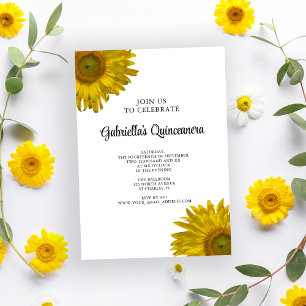 Convites Quinceanera de girassol amarelo
