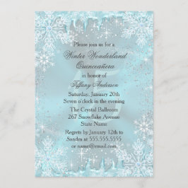 Convites Quinceanera de Inverno Azul Flor de Neve País das