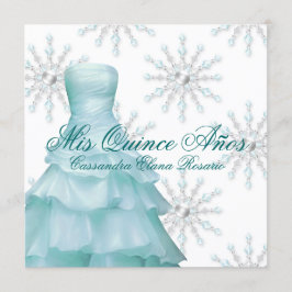 Convites Quinceanera de Inverno Azul Turquesa Encantado