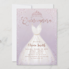 Convites Quinceañera de rosa de ouro roxo