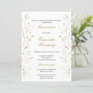 Convites Quinceañera de tema oro