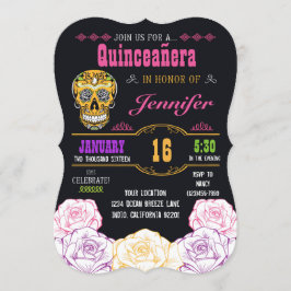 Convites Quinceañera Dia do Crânio do Açúcar Morto